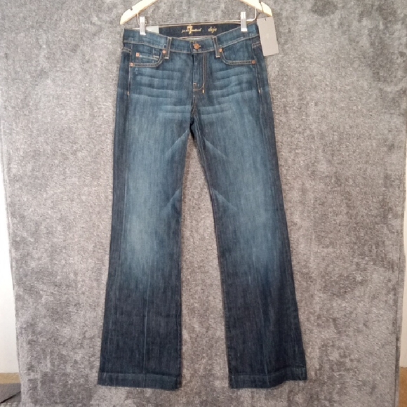 7 For All Mankind Dojo Flare Leg Trouser Low Rise  Long  Womens 28 - Picture 1 of 12